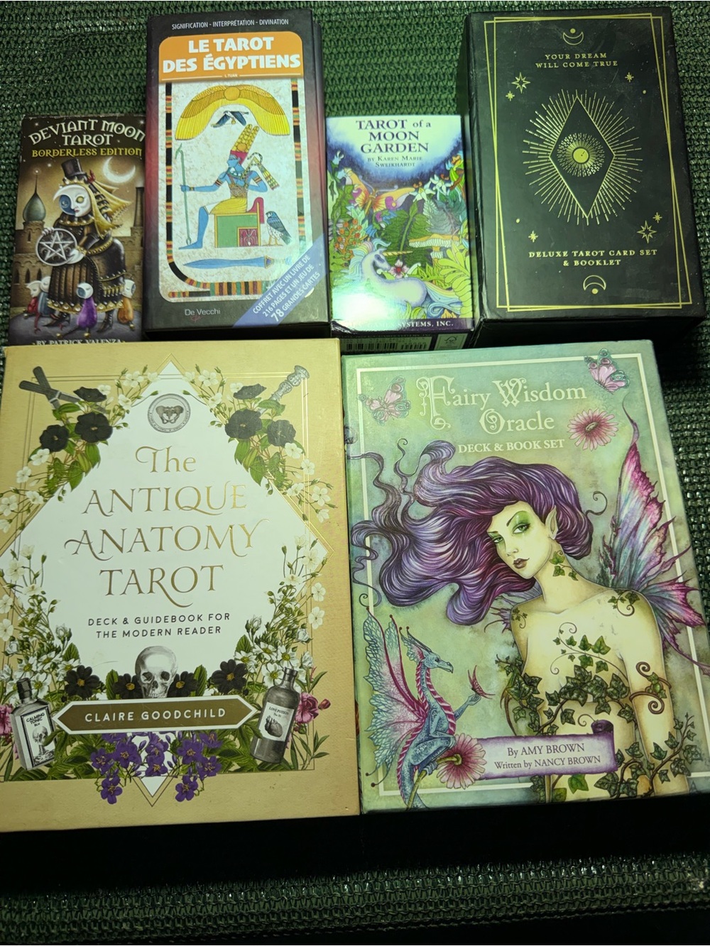 Fairy Wisdom Oracle Deck & The Antique Anatomy Tarot Set - Purple & Cream Boxes